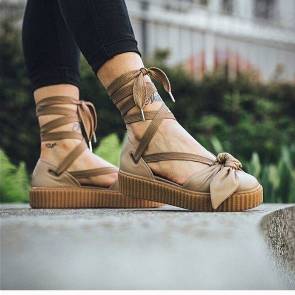 Fenty Puma Oatmeal Bow Creeper Sandals